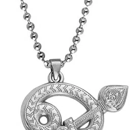 m men style Religious Panchalogam Tamil Om Murugan Vel Pendant Kavach Om Sakthi Vel Rhodium Metal, Stainless Steel Pendant image 4