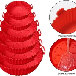 bazaarnest Air Fryer Silicone Pot 6 pcs with Ear Handles, Silicone Pot Liner NGB23 Airfryer Tray-picture-31