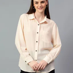 kotty Women Oversized Fit Solid Spread Collar Casual Shirt-picture-19