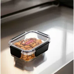 hazel Transparent & Black Plastic 300 ml Airtight Leak Proof Storage Container image 1