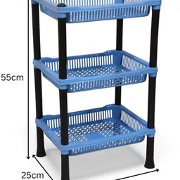 hemkej Fruits/Vegetables Kitchen Rack Multipurpose 3 level Plastic Rack for total Home Organizing Plastic image 5