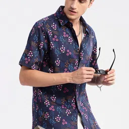 SHOWOFF Smart Slim Fit Floral Printed Twill Weave Cotton Casual Shirt-picture-35