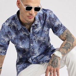 SHOWOFF Smart Slim Fit Floral Printed Spread Collar Oxford Cotton Casual Shirt-picture-6