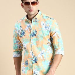 SHOWOFF Floral Printed Premium Slim Fit Opaque Cotton Casual Shirt-picture-2