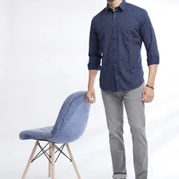 Greenfibre Spread Collar Slim Fit Printed Cotton Casual Shirt image 4