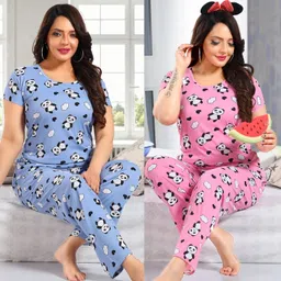 sidwa Women Night Suit Set Multicolor Printed, Animal Print-picture-14