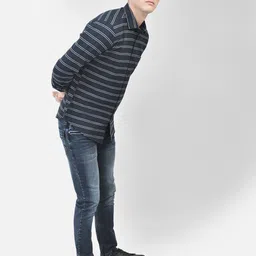 Crimsoune Club Slim Fit Horizontal Striped Pure Cotton Casual Shirt-picture-21