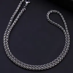yellow chimes Trendy Classic Stainless Steel Spiga/Wheat Chain Interlinked Neck Chain Necklace for Men and Boys Stainless Steel Chain-picture-21