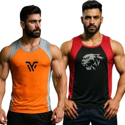 dashzone Pack of 2 Men Printed Round Neck Polyester Multicolor T-Shirt-picture-11