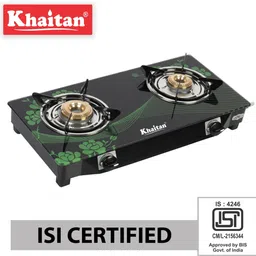 khaitan 2 Burner BP-Nano Green Digital Glass Manual Gas Stove image 2