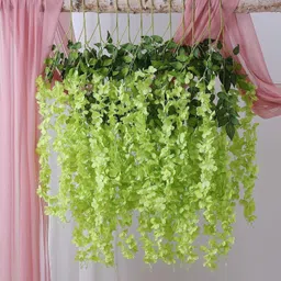 lavidi Elegant Artificial Wisteria Hanging Flower Garland with Cascading White Blossoms Green Westeria Artificial Flower image 5