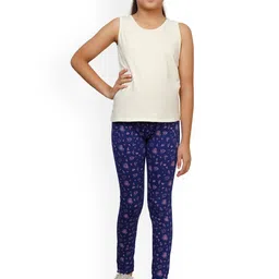 IndiWeaves Girls Pack of 3 Printed Pure Cotton Ankle Length Leggings image 3