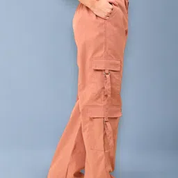 sqew High Waist Pants With 6-Pocket Loose Fit For Women Cargos image 3