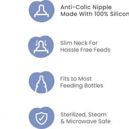 cherilo Anti-Colic Classic Teat/Nipple for Slim Neck Bottle, Medium Flow, 3m+ Medium Flow Nipple image 2