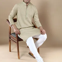 Anouk Men Embroidered Regular Chikankari Kurta with Churidar image 1