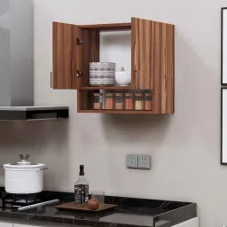 specialitypanels 2 Doors Modular Wall Mounted Kitchen Cabinet with Organizer Shelf in Aisan Walnut Finish image 1