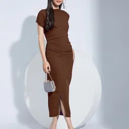 selvia Women Bodycon Brown Midi/Calf Length Dress-picture-22