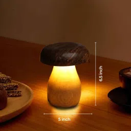 ikari homes Handcrafted Wooden Mushroom Lamp image 4