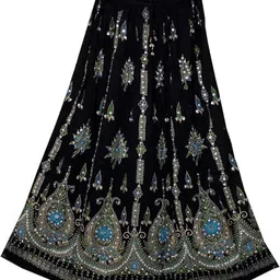 kanhaji Women Embroidered Regular Black, Blue Skirt-picture-27