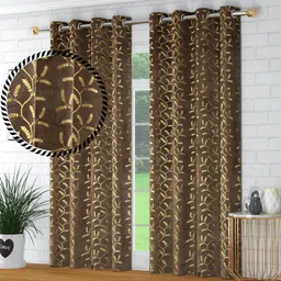 veloura 152.4 cm (5 ft) Window Velvet Room Darkening Curtain (Pack Of 2)-picture-20
