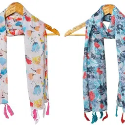stolevilla Printed Chiffon Women Multicolor Scarf, Stole, Fancy Scarf-picture-14