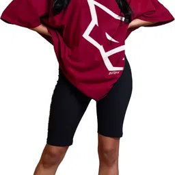 leotude Women Printed Round Neck Cotton Blend Maroon T-Shirt image 4