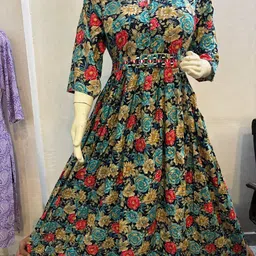 krishna enterprises Floral Print Rayon Blend Stitched Anarkali Gown-picture-17