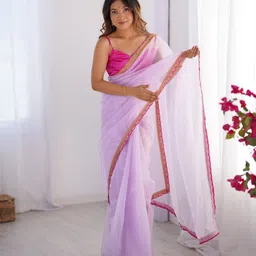divastri Embellished, Solid/Plain Bollywood Organza Saree-picture-10