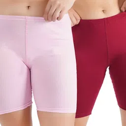 jasora Pack of 2 Solid Women Multicolor Cycling Shorts-picture-34