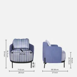 trevi furniture Olivia Fabric Lounge Chair In Pinstripe Blue & Twilight Blue Colour image 2