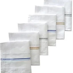 llakshdev Premium Cotton Handkerchiefs/Hanky/Napkin for men Pack of 6 ["White"] Handkerchief-image-32