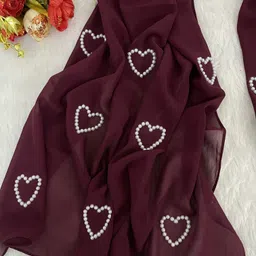 qalb luxuria Self Design Georgette Women Maroon Stole image 2