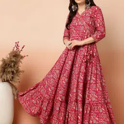 kimayra Printed Pure Cotton Stitched Flared/A-line Gown image 3
