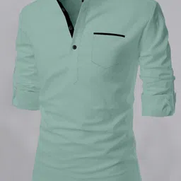 nofilter Men Solid Cotton Blend Straight Kurta image 3