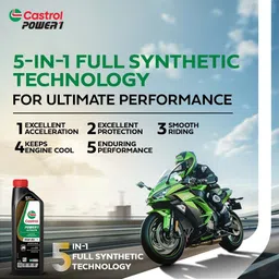 castrol POWER1 ULTIMATE 15W-50 4T 5-in-1 Full Synthetic Technology | For High-Performance Bikes | BS6 Ready Full-Synthetic Engine Oil image 3