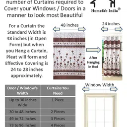 Homefab India Set of 2 Grey & Maroon Floral Room Darkening Window Curtain image 5