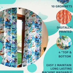 TARA- Sparkling Homes Pink & Blue Floral Window Curtain image 3