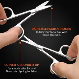 hezon New Beard Mustache Eyebrow Trimmer Stainless Steel Set with Storage Box Scissors image 3