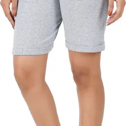 thirteen eleven Solid Women Grey Regular Shorts-picture-14