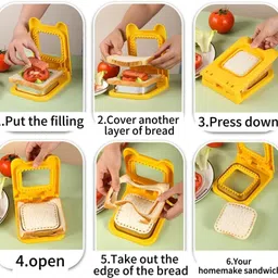 v9sales Stainless Steel Square Sandwich Mold Maker Multicolor 1pcs) Open Grill image 3