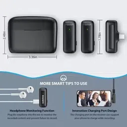 RelElseTech One-to-TwoWirelessMicrophonewith NoisReductionPerfect forType-C & iPhone Camera Microphone image 2