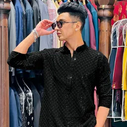 kurtaformen Men Chikan Embroidery Cotton Rayon Straight Kurta image 2