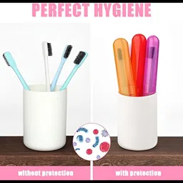 jialto Capsule Shape Travel Toothbrush Holder | 4 Pcs Multicolor Toothbrush Case image 5