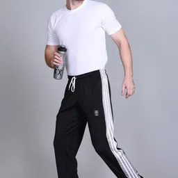 hvbk Men Striped Black Track Pants image 5
