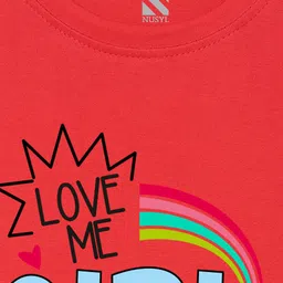 NUSYL Girls Pack of 3 Pink & Red Printed T-shirt image 4