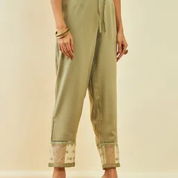 Soch Floral Embroidered Sequinned Straight Kurta with Trousers image 3