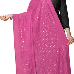 kemza Pure Cotton Embellished Pink Women Dupatta-picture-12
