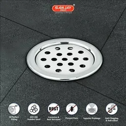 sanjay chilly Floor Stainless Steel Push Down Strainer image 4