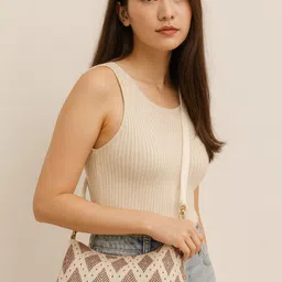 fxr fxrainbow Maroon, Beige Women Sling Bag Stylish Pattern Cross Sling image 5