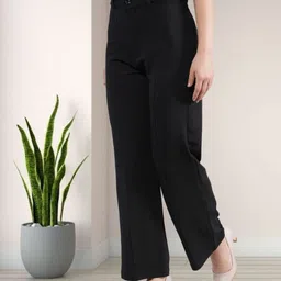 neysa Women Regular Fit Black Cotton Blend Trousers image 3